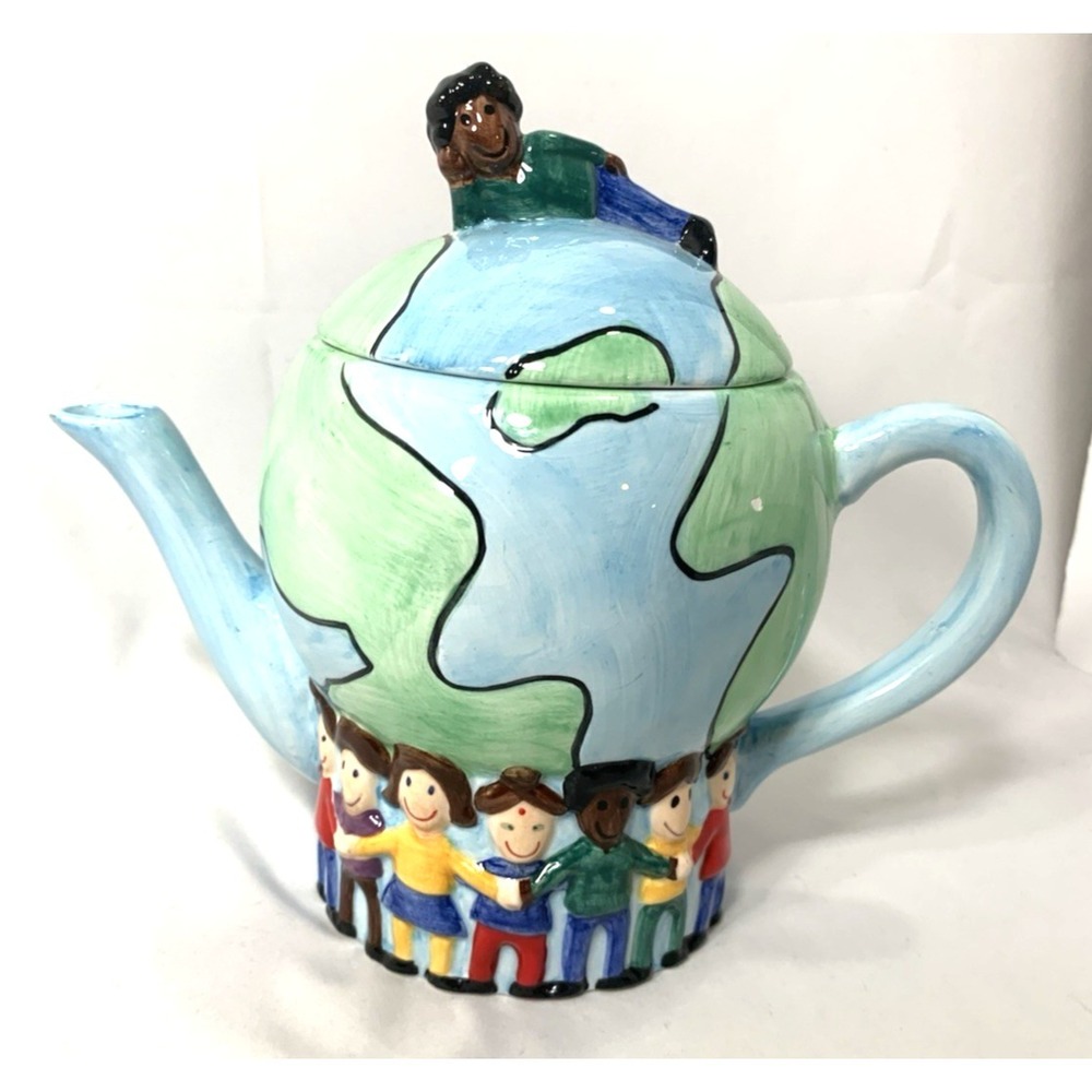 Centrum Save The Children Teapot Ceramic Globe Earth Round Figural - CHIP